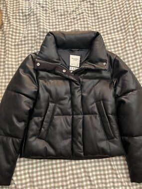 A&F Vegan Leather Mini Puffer
